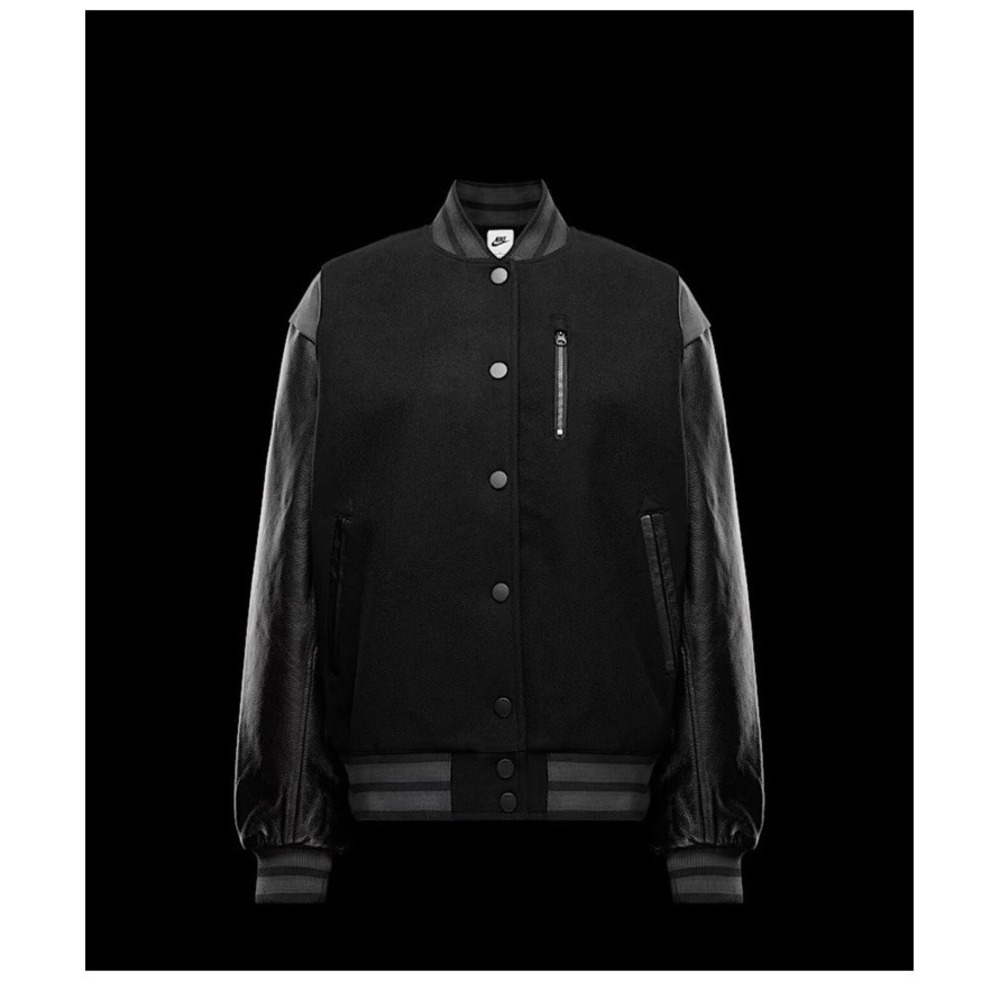 Nike‎ Sportswear Oversized Wool Destroyer Varsity Bomber Jacket FN3672-010 Wmns